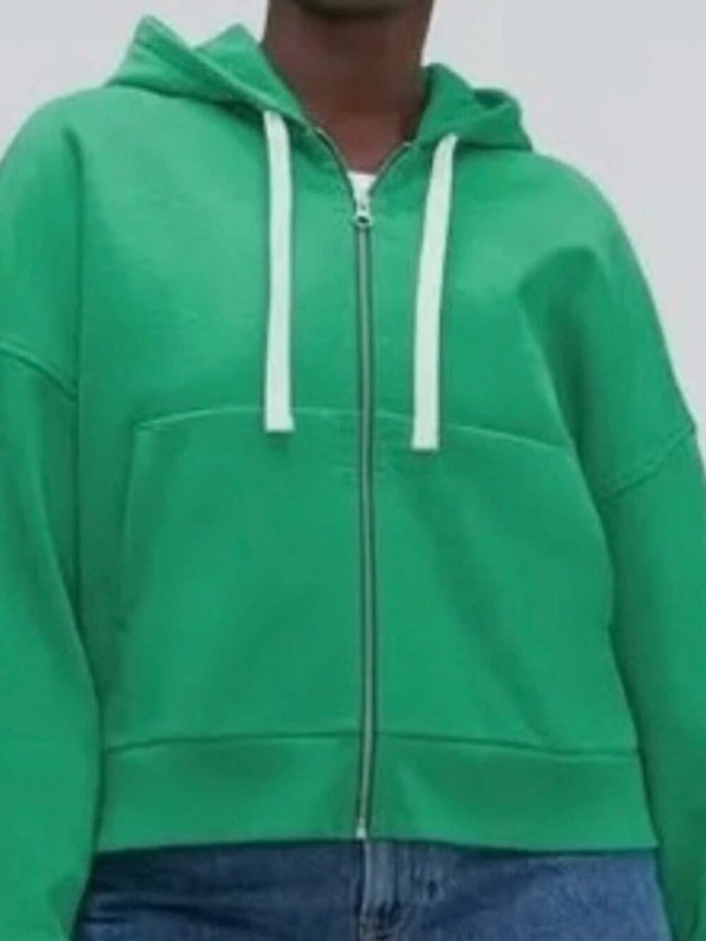 Everlane NWT Organic Cotton Full Zip Hoodie Crop Green small